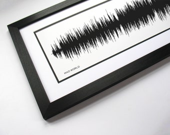Mad World - Song Lyrics Wall Art - Song Lyric Gift Idea, Mad World Sound Wave Song Poster, Custom Song Print, Song Picture