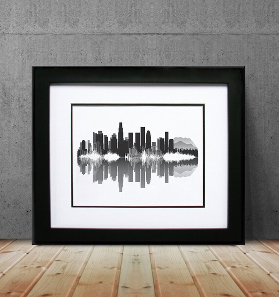 Los Angeles Skyline Art: California Sound Wave Cityscape