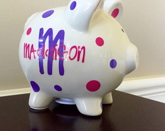 personalized piggy bank, custom piggy bank, piggy bank for girl, piggy bank for boy, piggy bank, piggybank, piggybanks, baby shower gift,