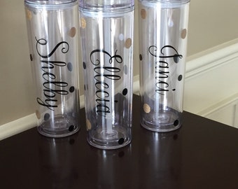 Personalized Bridesmaid Tumbler: Monogram Acrylic Tumbler with Straw