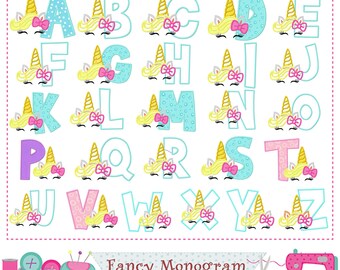Unicorn letters design,Unicorn Monogram applique,Unicorn design,Unicorn applique,Alphabet,Font design,Girl birthday,Girl applique.-C