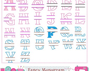 Split Monogram applique,Split letters applique,Split Letters design,Alphabet,Fonts design,Monogram design,26 Letters,Split Letters.-1828