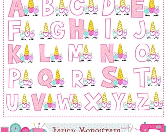 Unicorn letters design,Unicorn Monogram applique,Unicorn applique,Alphabet design,Girl applique,Fonts,Unicorn,26 letters.Birthday letters.-A