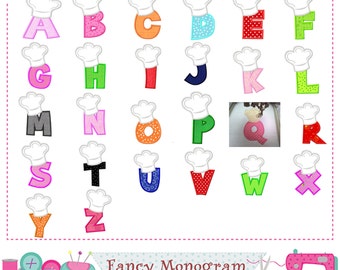 Chef's Hat Letters applique,Chef Monograms applique,Chefs design,Birthday letters,Font,Alphabet design,Birthday Letters design,Chef's Hat.