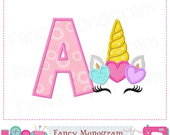 Unicorn letter A design,Unicorn Monogram A applique,Unicorn applique,Font A,Birthday letter A design,Girl appliquie,Girl birthday,Unicorn.-A