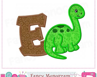 Dinosaur letter E applique,Dinosaur Monogram E design,Dinosaur applique,Font E,Birtdhay Letter E applique.