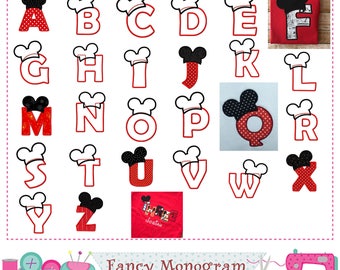 Mickey Monogram applique,Mickey Letters applique,Mickey design,Fonts applique,26 Letters,Mickey applique,Alphabet,Birthday letters design.
