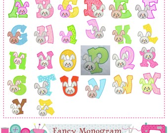 Easter letters applique,Bunny Monogram A~Z applique,Fonts,Easter design,Alphabet design,Easter Letters,Bunny design,Birthday Letters.-1536