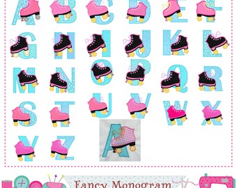 Roller Skate Letters applique,Roller Skate Monogram applique,Alphabet,Letters design,Roller Skate,Fonts design,26 letters.-1643