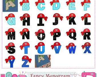 Pirate Monograms A~Z applique,Pirate Letters applique,Birthday letters design,Fonts design,Alphabet,26 letters,Pirate design.-1671