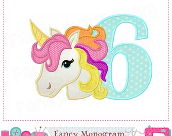 rainbow unicorn number 5 appliquerainbow unicornmy 5th etsy