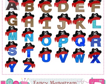 Pirate Monograms applique,Pirate Letters applique,Birthday letters design,Fonts,Letters applique,Alphabet,26 letters.Beach design.-1510