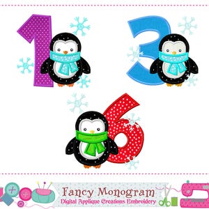 Penguin Numbers Applique Machine Embroidery design -1512