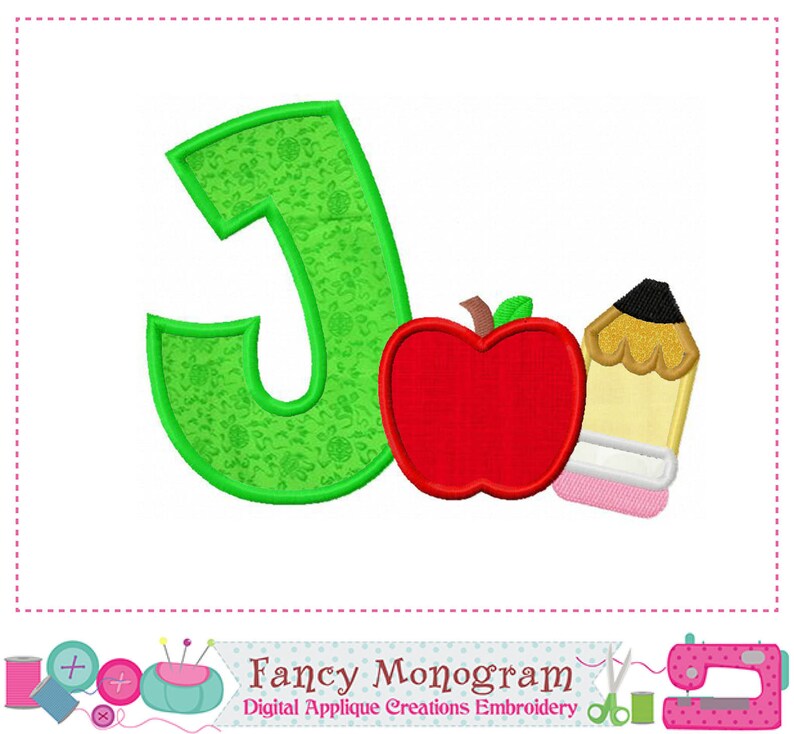 Apple Monograms Embroidery Font - Back to School Alphabet Applique ...