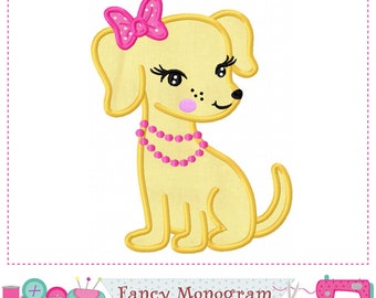 Puppy Bow Applique Embroidery Design: Pet-Themed Machine Stitching (Digital Download) 246BD