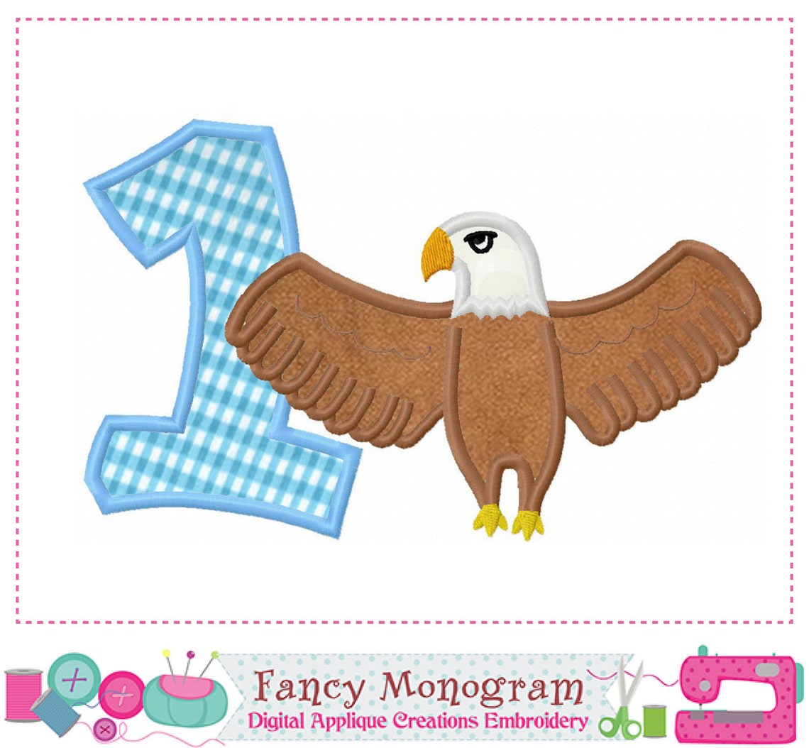 American Bald eagle Number 1 applique My 1st 4th of July Etsy