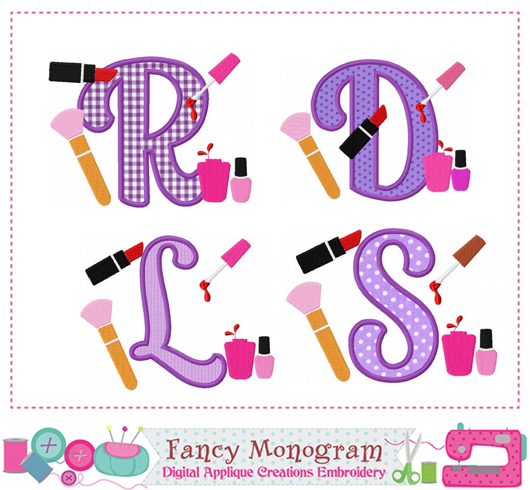 Makeup Alphabet Applique - Letters Embroidery (digital Download) 236M ...