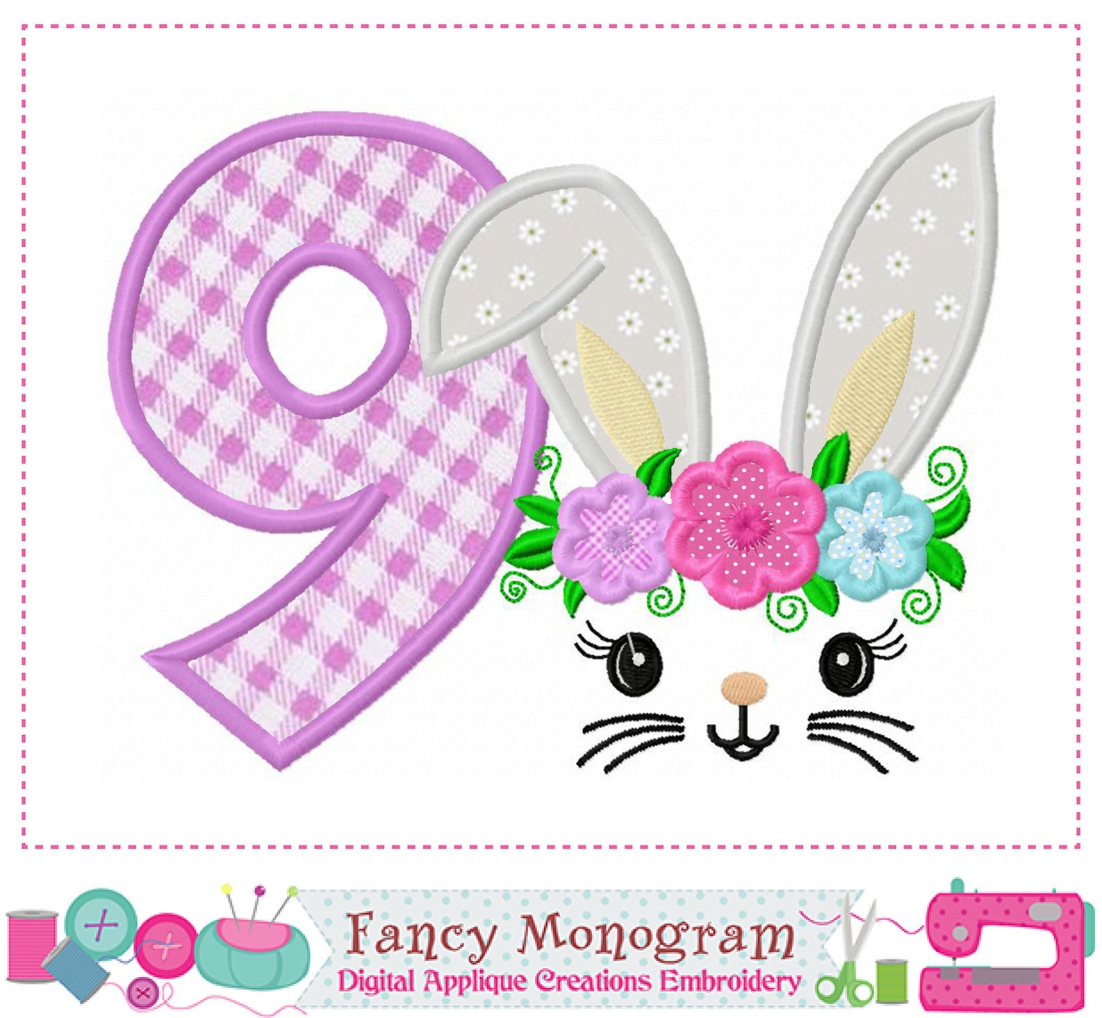 Easter Bunny Numbers Applique Design Easter Numbers Etsy