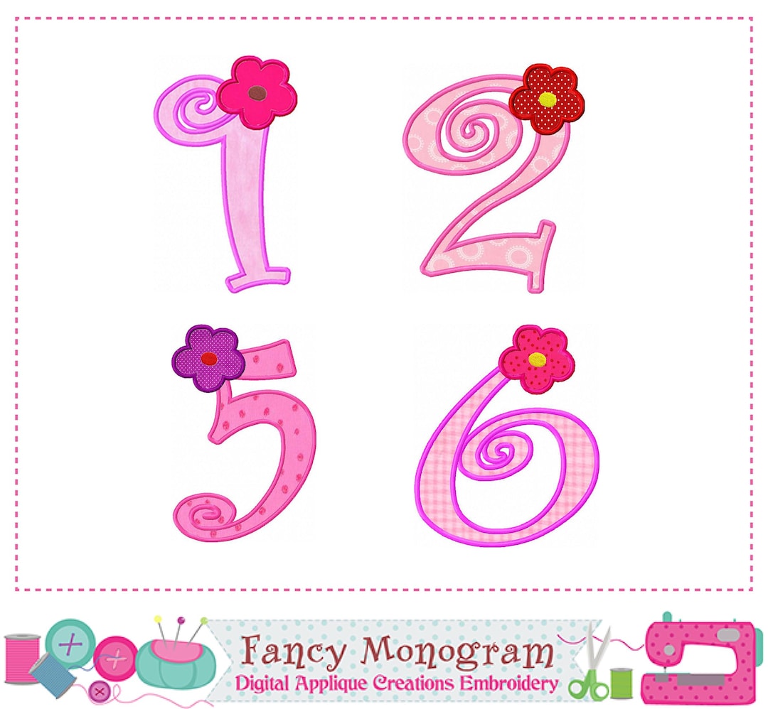 Springtime Numbers Applique With Flower Embroidery Design 1422 - Etsy