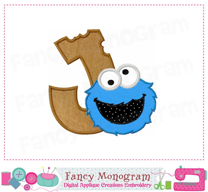 Cookie Monster Alphabet embroidery Cookie Monster Monograms Etsy