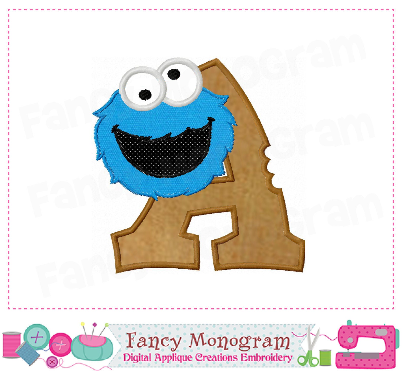 Cookie Monster Alphabet bordado Cookie Monster Monograms | Etsy