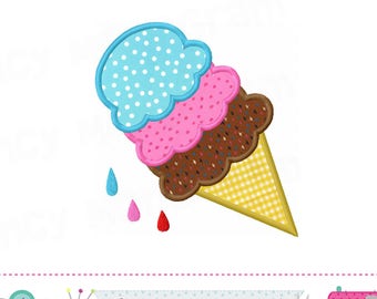 Ice Cream Cone Applique Machine embroidery Design -1769