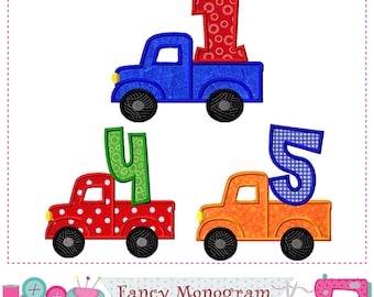 Truck Applique Birthday Design with Machine Embroidery Numbers -1531
