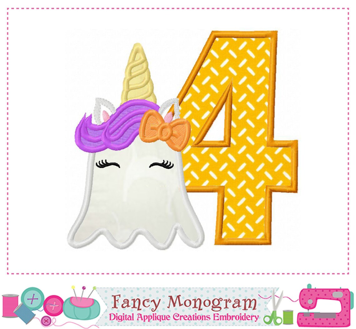 Halloween Numbers Design Ghost Numbers Applique Unicorn Etsy