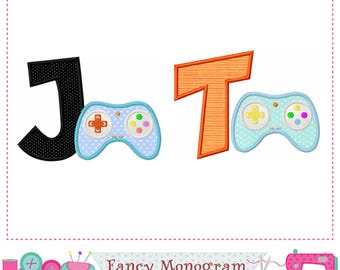 Game Controller Font Applique - E-sports Monogram Alphabet Embroidery Design -235G