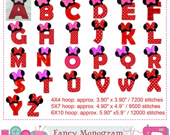 Minnie Applique Machine Embroidery Fonts - Large Monograms Design - shirt design-15121