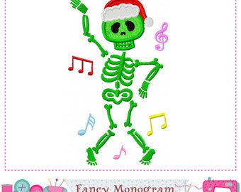 Skeleton Band Dance Music Christmas Embroidery Applique -249SS