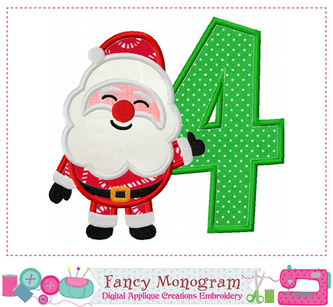 Santa Numbers bordado números de Navidad applique diseño Etsy