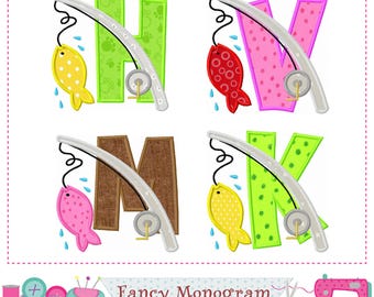 Fishing Alphabet applique Designs - Machine Embroidery Fonts Monogram Set -1692