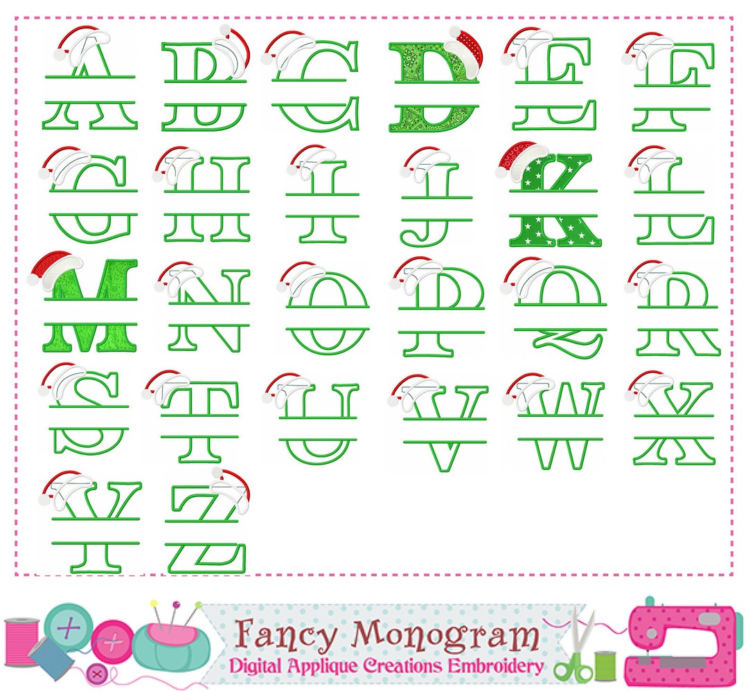 Machine Embroidery Split Santa Split Santa Letters Applique Design Split Christmas - Etsy