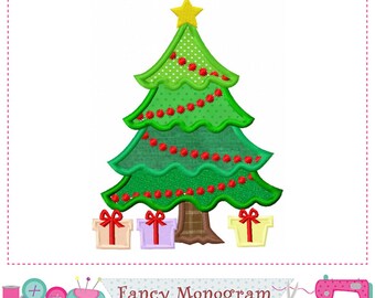 Christmas Tree Applique - Machine Embroidery baby Gift Design -2590