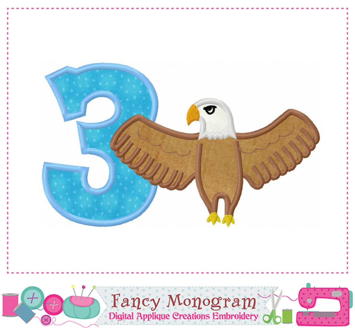 American Bald eagle Number 3 applique My 3rd 4th of July Etsy