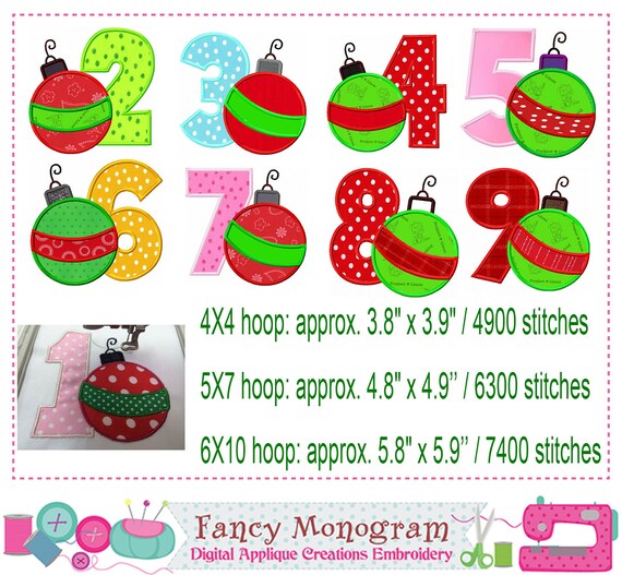 Christmas Ornament Numbers applique Christmas numbers Etsy