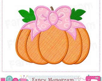 Appliques décoratives avec noeud citrouille - Motif de broderie pour Thanksgiving 257PB