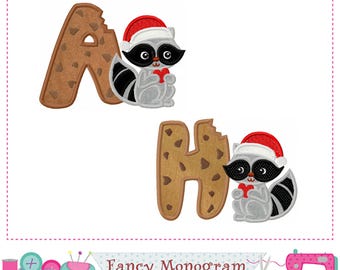 Raccoon Font Applique Embroidery - Christmas Monogram Alphabet sewing(Digital Download) 2412R
