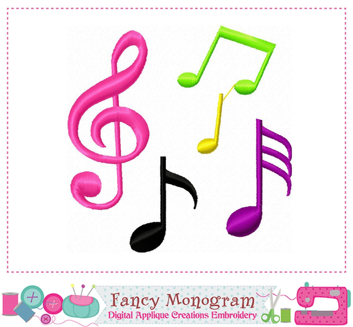 Musical Note Hoop Musical Notes Machine Embroidery Design: Band Pattern (4x4, 5x7, 6x10 ...