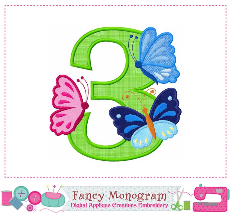 Butterfly Numbers applique Butterfly Numbers embroidery Etsy