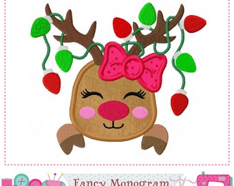 Reindeer applique - Christmas embroidery - Reindeer embroidery - Christmas applique - Reindeer design - Christmas design.-2101