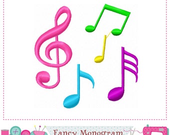 Musical Notes embroidery - Musical embroidery - Musical design - Band design - Band embroidery - Birthday embroidery - Party embroidery.-01