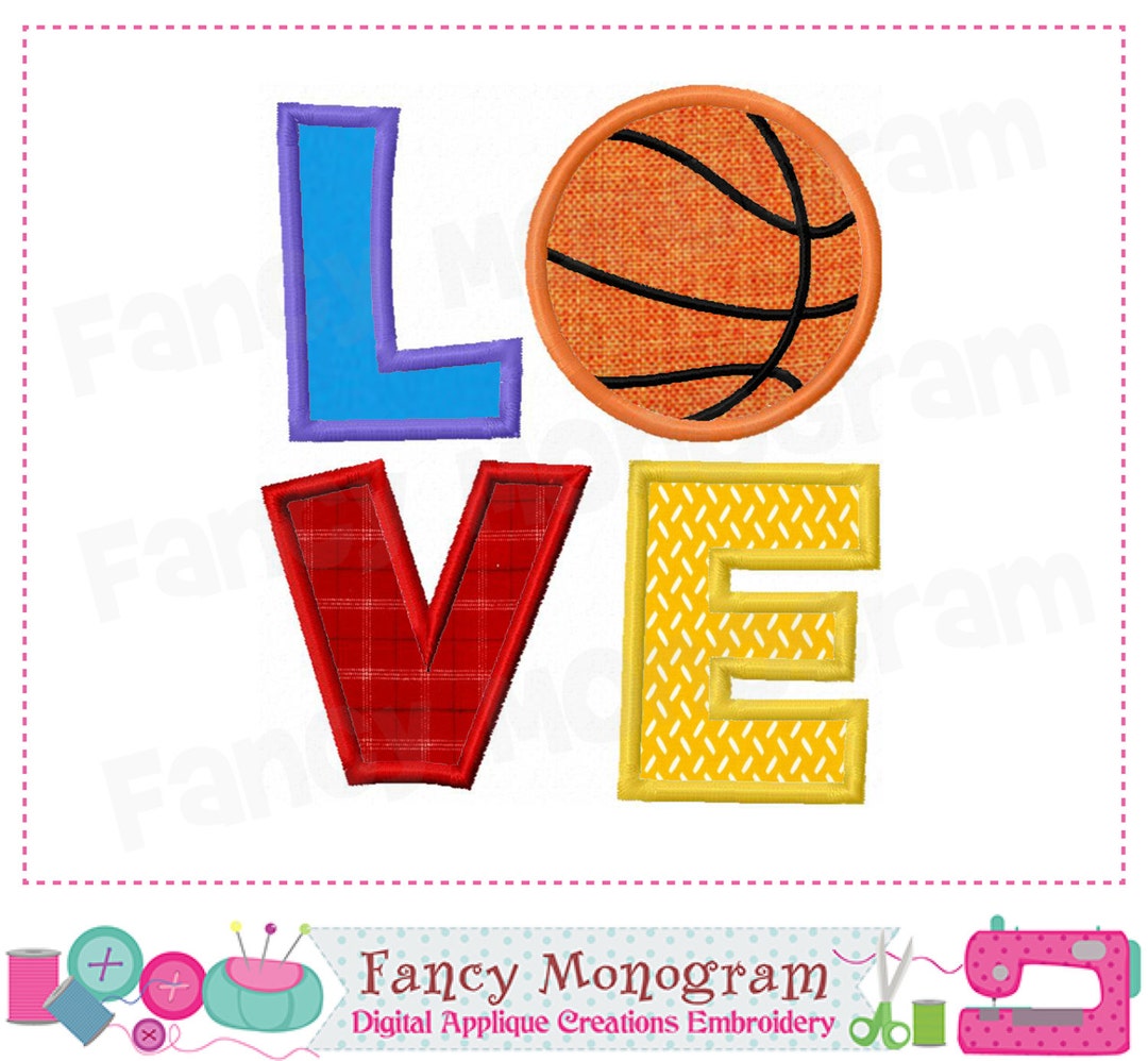 Basketball applique Basketball Embroidery I LOVE Basketball Basketball
