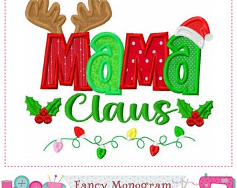 MAMA Applique Embroidery Christmas Baby Tee - Holiday Cheer -2511MA