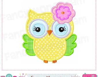 Owl Applique Embroidery - Floral Machine Embroidery Design (Digital Download) 006