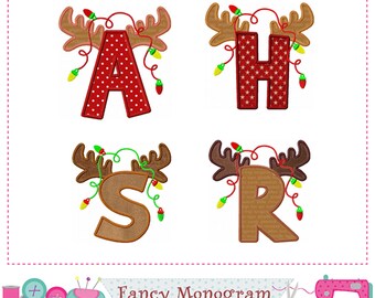 Reindeer Alphabet - Christmas Machine Embroidery Fonts -1411