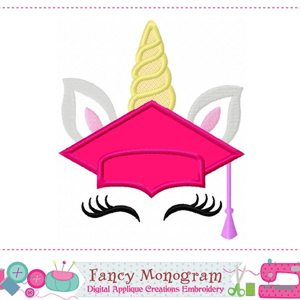 Graduation Unicorn applique design - Graduation design - School design - Graduation applique embroidery - Unicorn applique embroidery.-2277