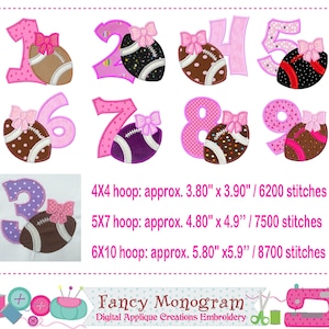 Football Applique Embroidery Numbers: Cheerleader Design (Digital Download) 1549