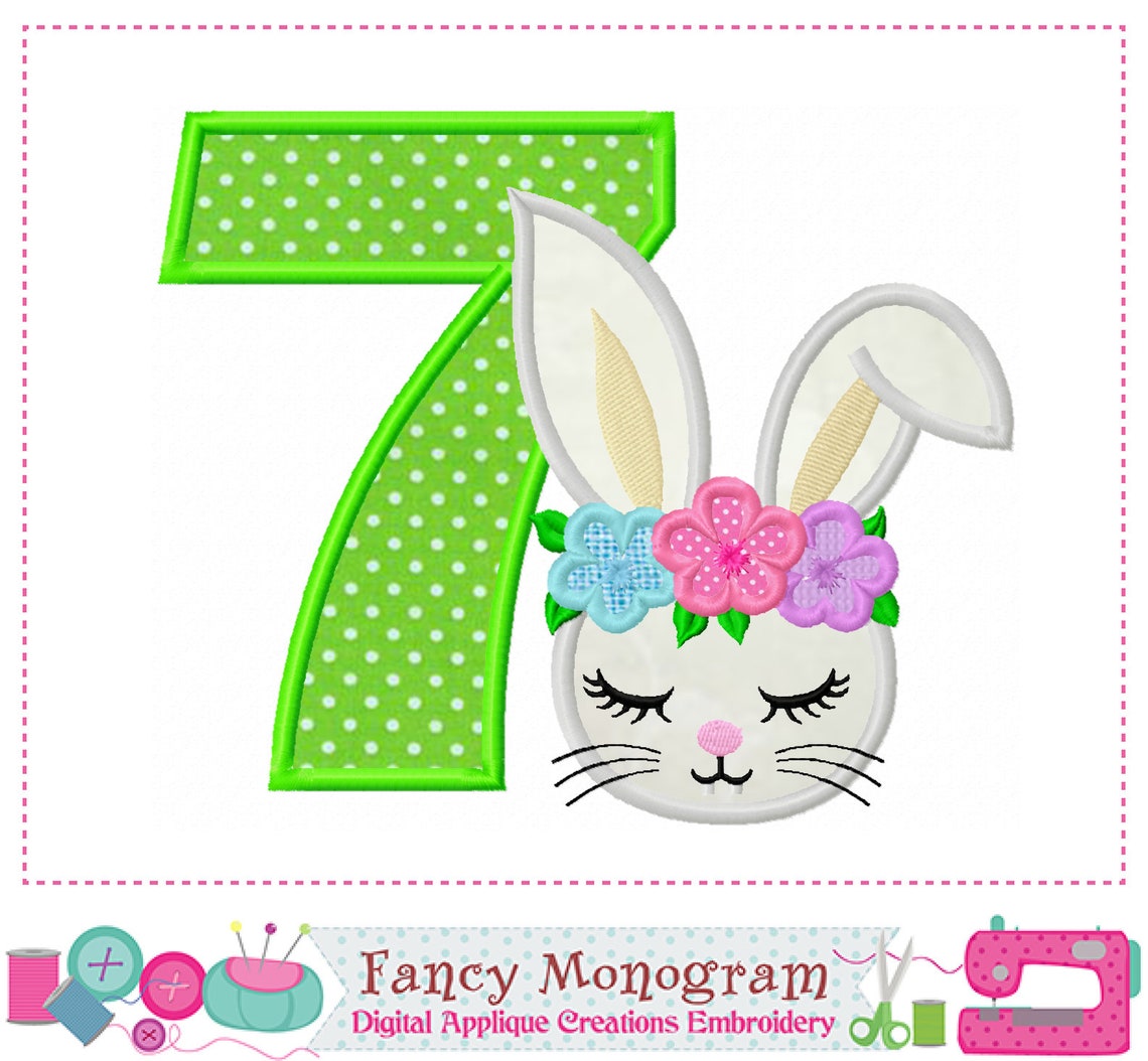 Easter Bunny Numbers Applique Bunny Girl Numbers Design Etsy